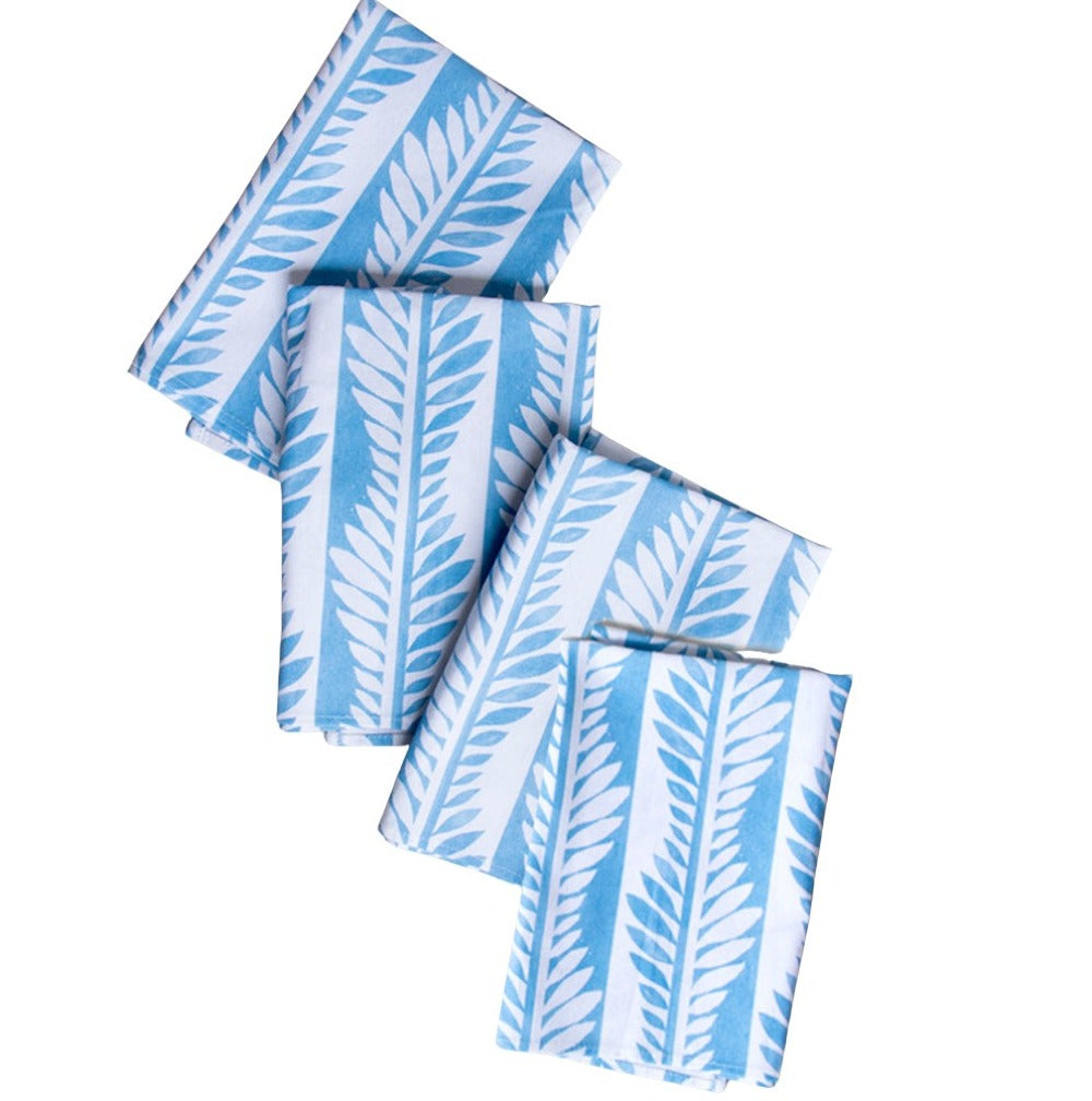 Blue Modern Vines Organic Napkins, 4-pack