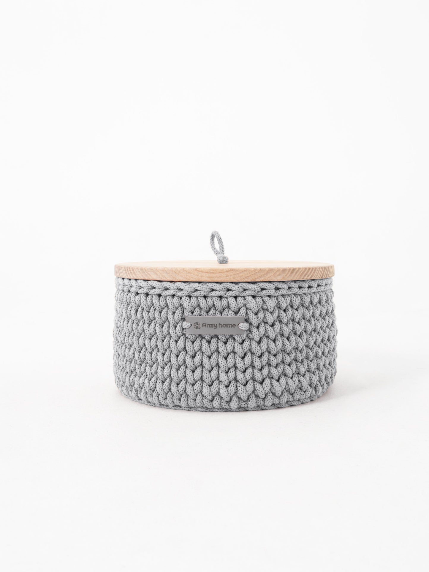 Round Storage Baskets w/ Wooden Lid