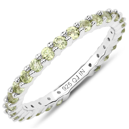 0.91 Carat Genuine Peridot .925 Sterling Silver Ring