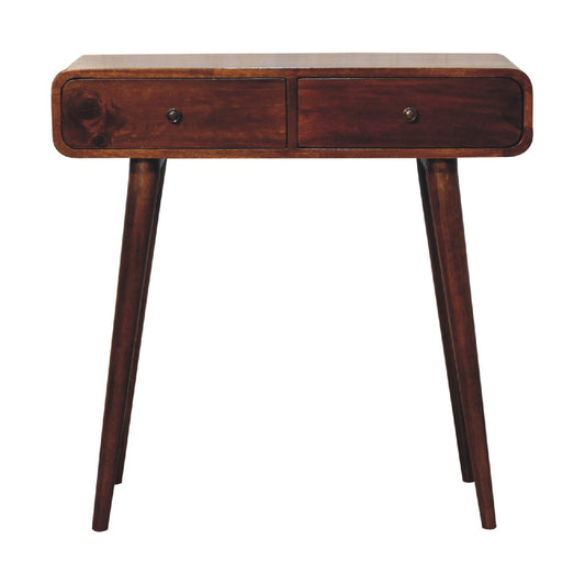 Solid Wood Chestnut Curved Hallway Table