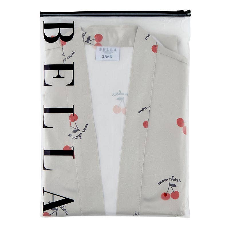 Mon Cheri Cherries Ruffled Satin Robe [Sizes S/MD - L/XL]