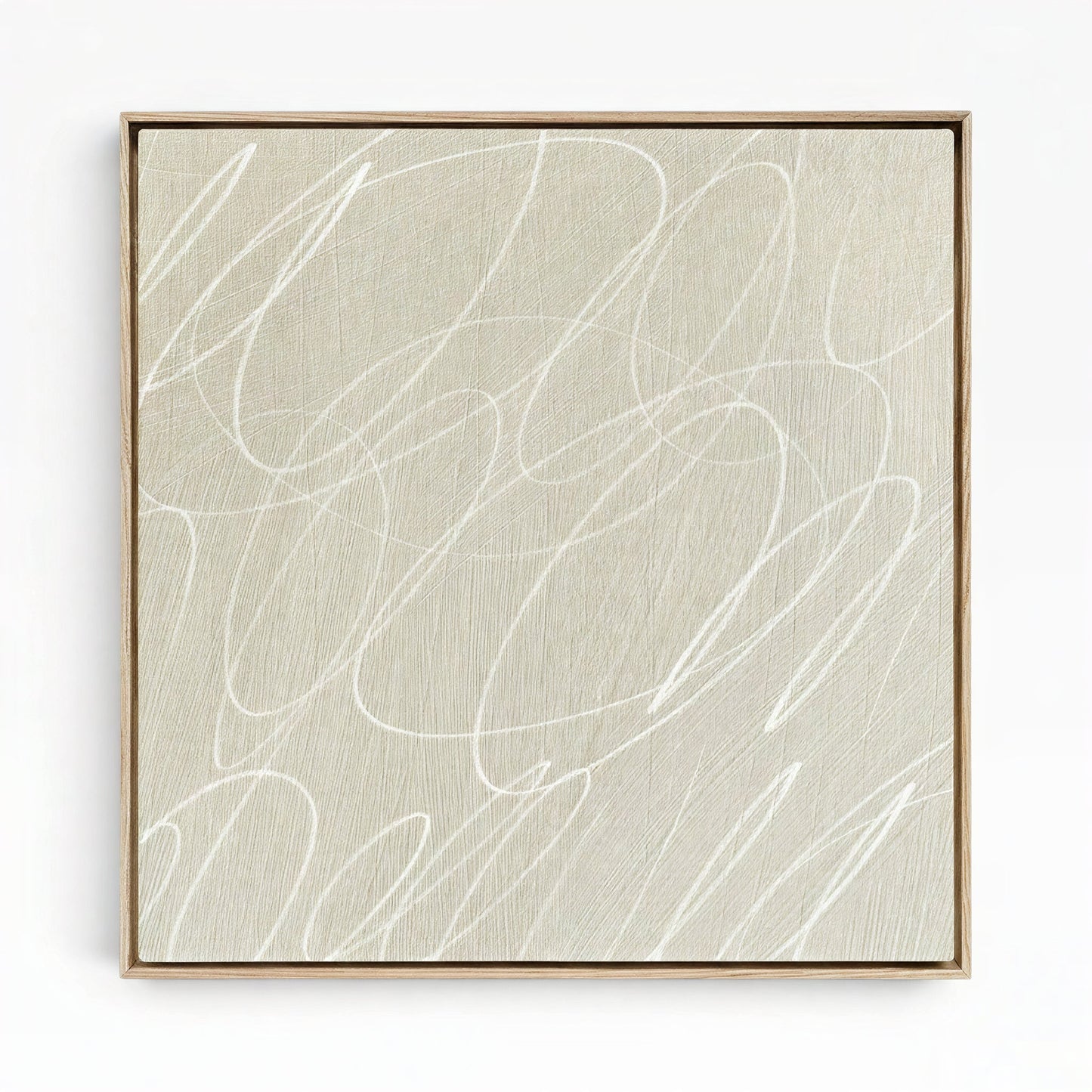 Gestural Marks in Linen by DSCVR Art Framed Square Canvas Wall Art
