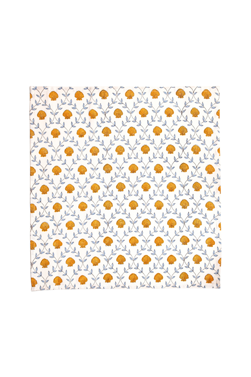 Seashell Blockprint Napkins, Set of 4