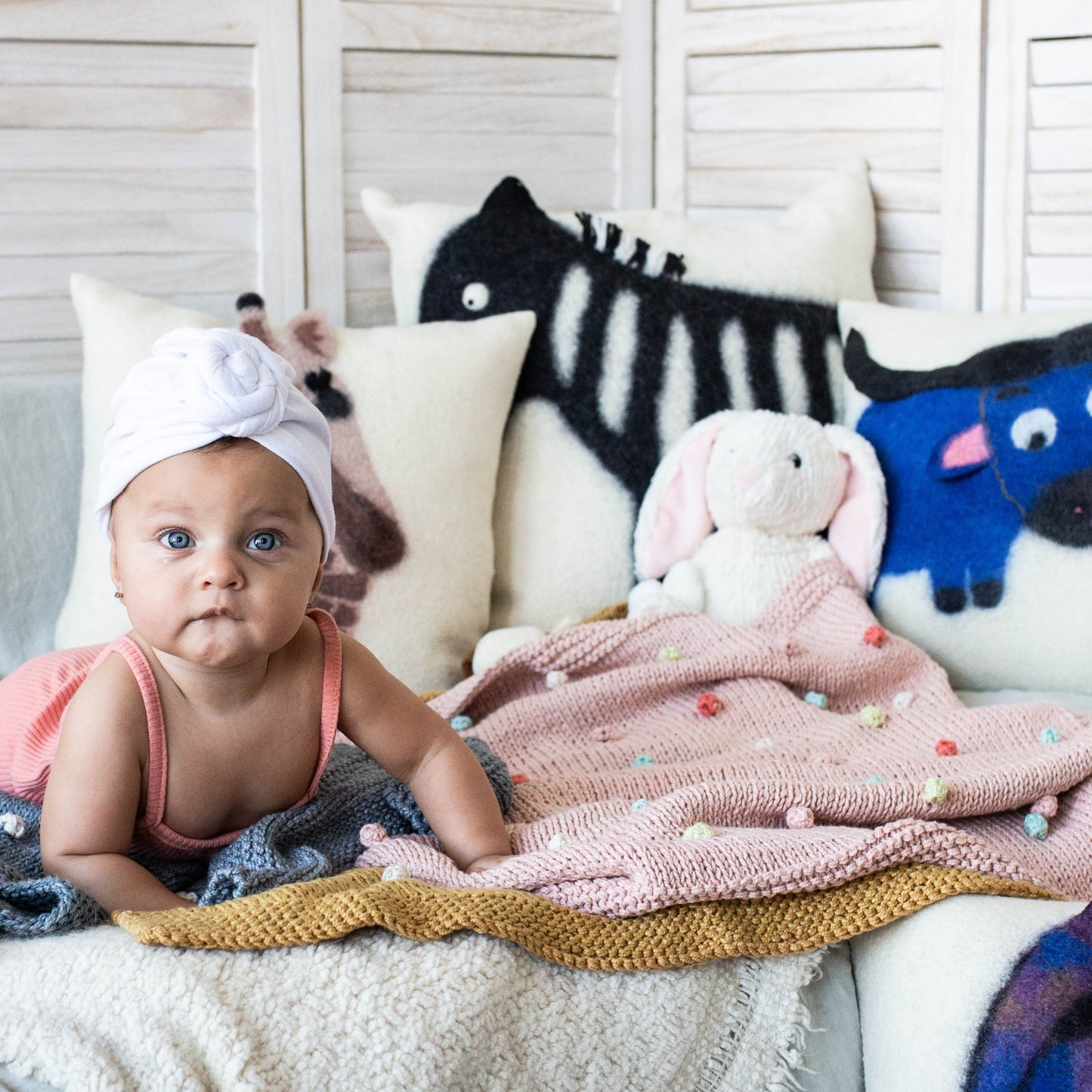 African Modern Boho Felted Decorative Pillow: Animal Zebra Jungle Wool Throw Pillow