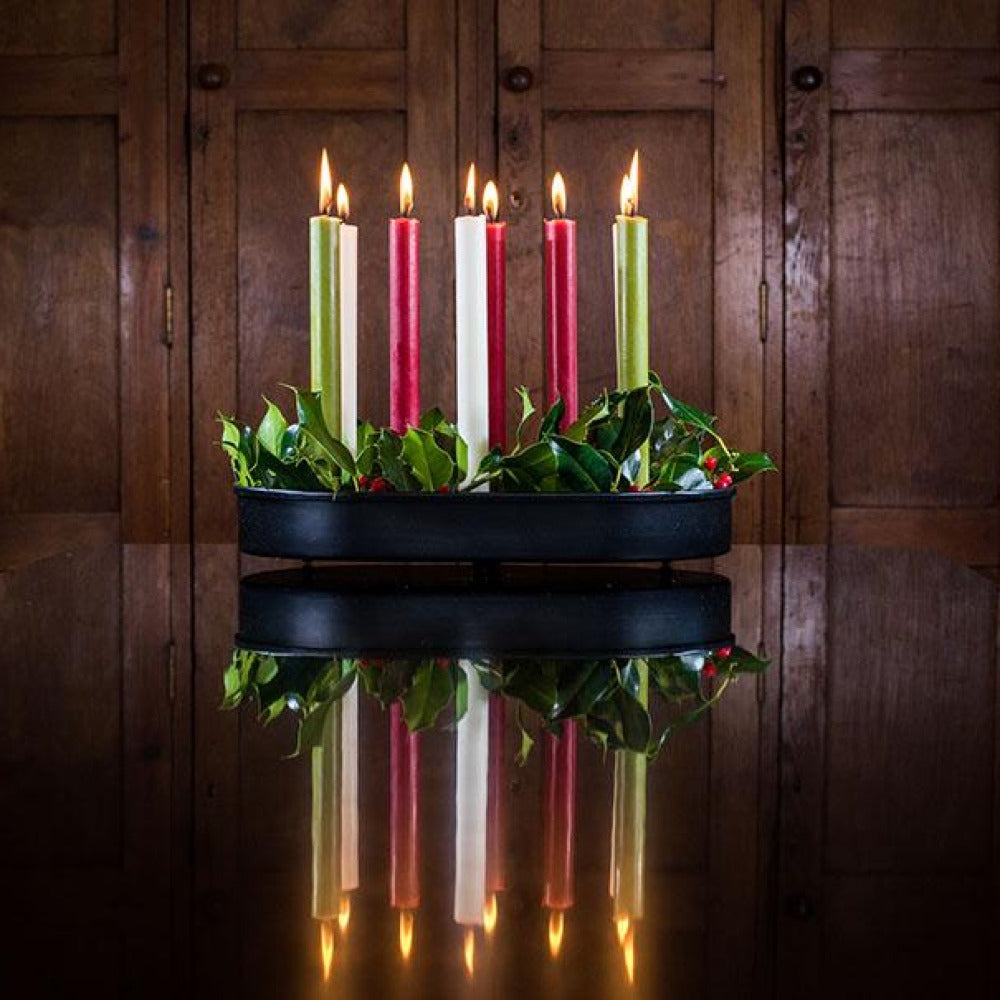 Oval Metal Candle Platter - Jet Black