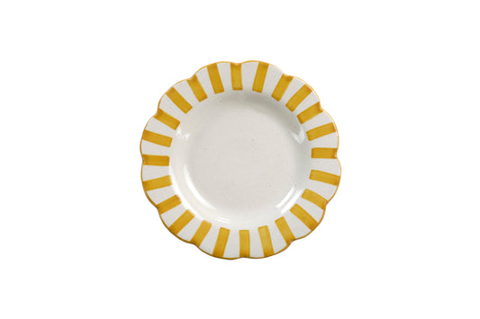 Ceramic stripe Salad Plate, Yellow- 8.25x 8.25 x 1.25 Inches ( Set of 2 )