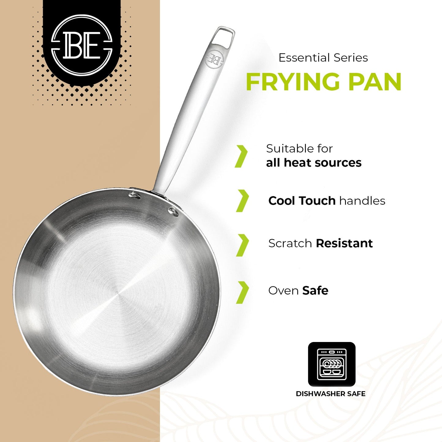 BE | LIVING Essential Series Frying Pans (Triply stainless steel)