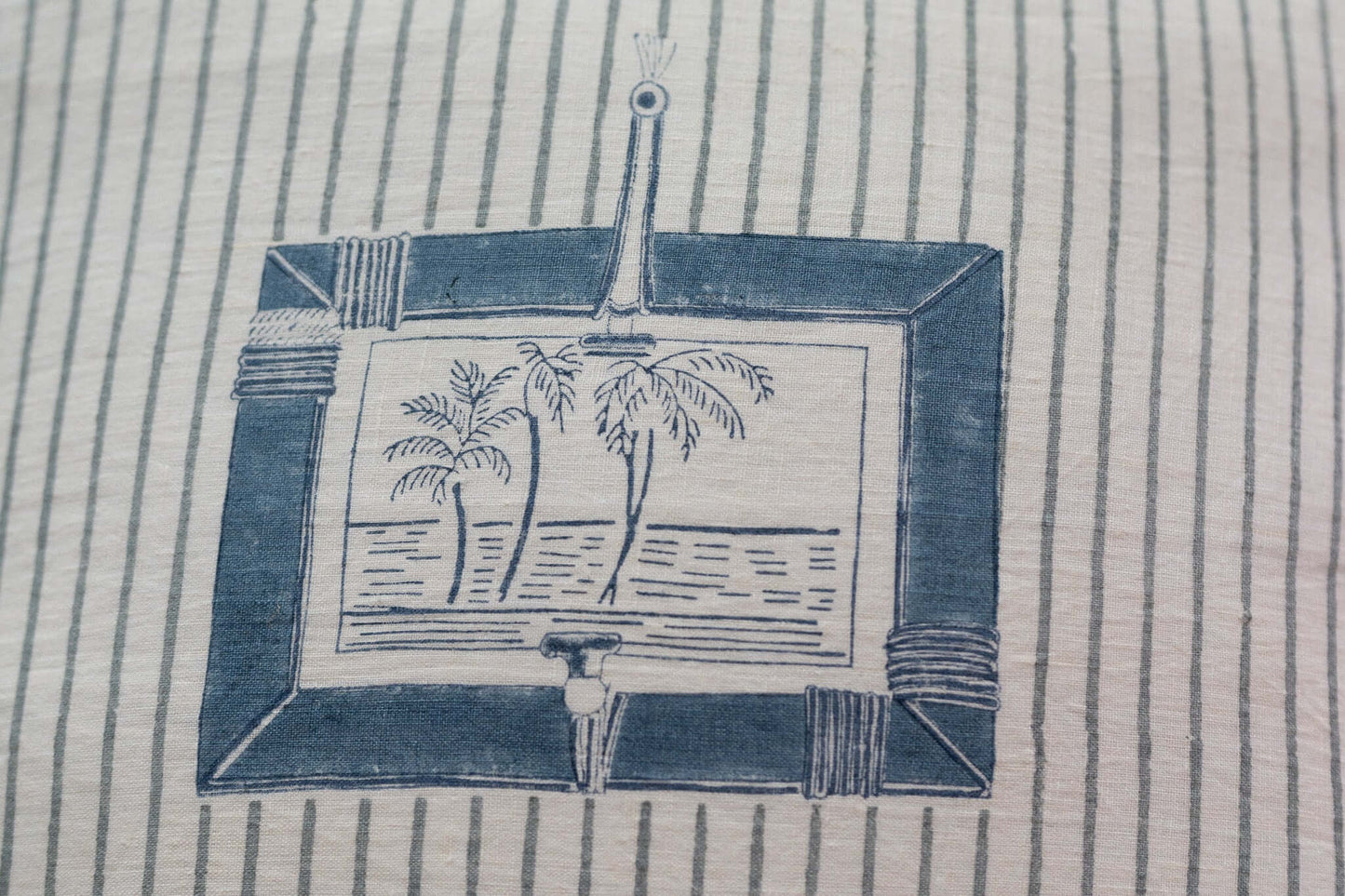 Indigo Palm - Hand Block Printed Cushion Cover