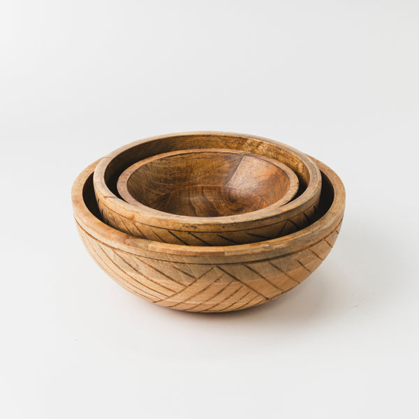 Earthlines Handcrafted Nested Mango Wood Bowl