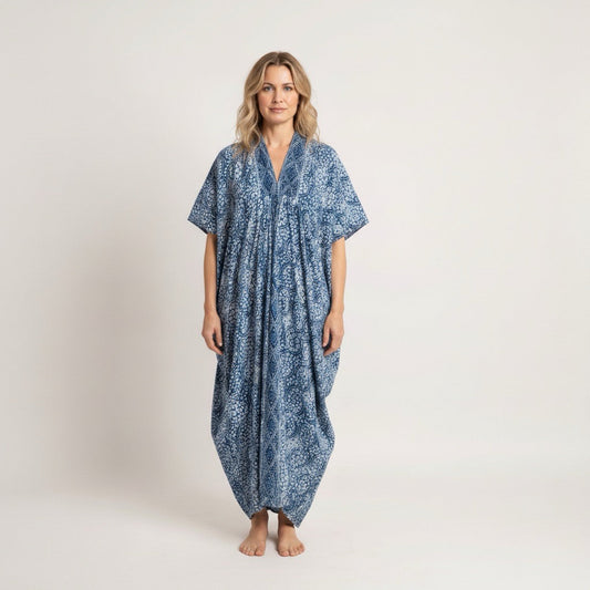 Hand Dyed Batik Kaftan Dress 100% Soft Cotton Material, Maxi, Long, Stone Dress, Caftan