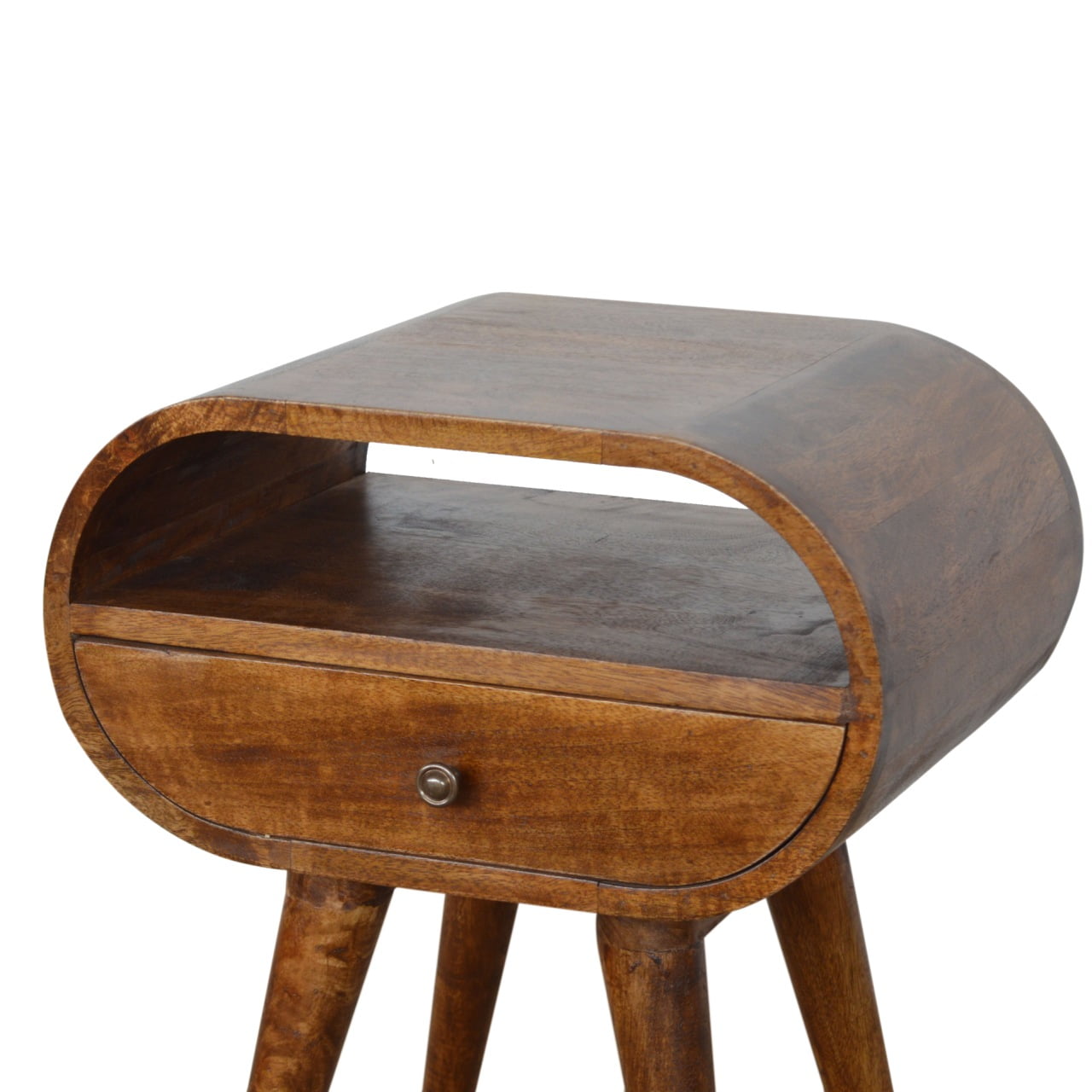 Solid Wood Chestnut Circular Open Bedside