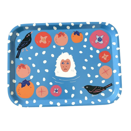 Snow Monkey and Persimmons Tray