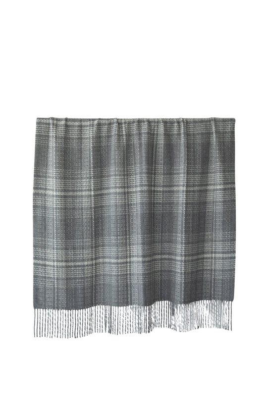 Rustic Alpaca Plaid Throw - Grey