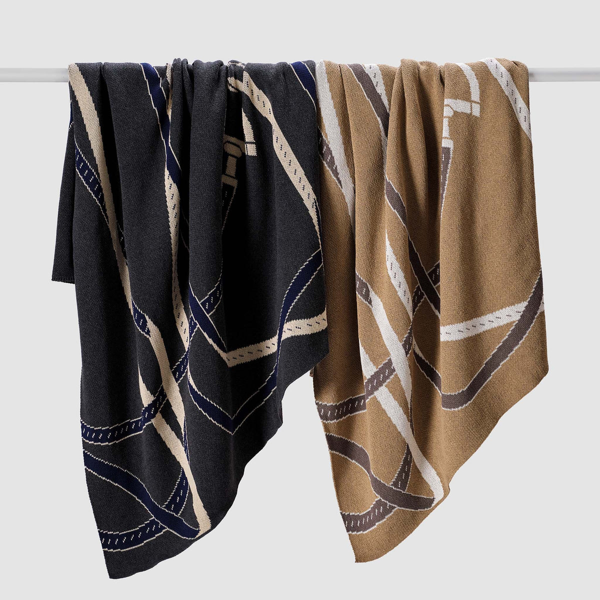 Equestrian Tack - Cotton Sustainable Knit Patterned Throw Blanket