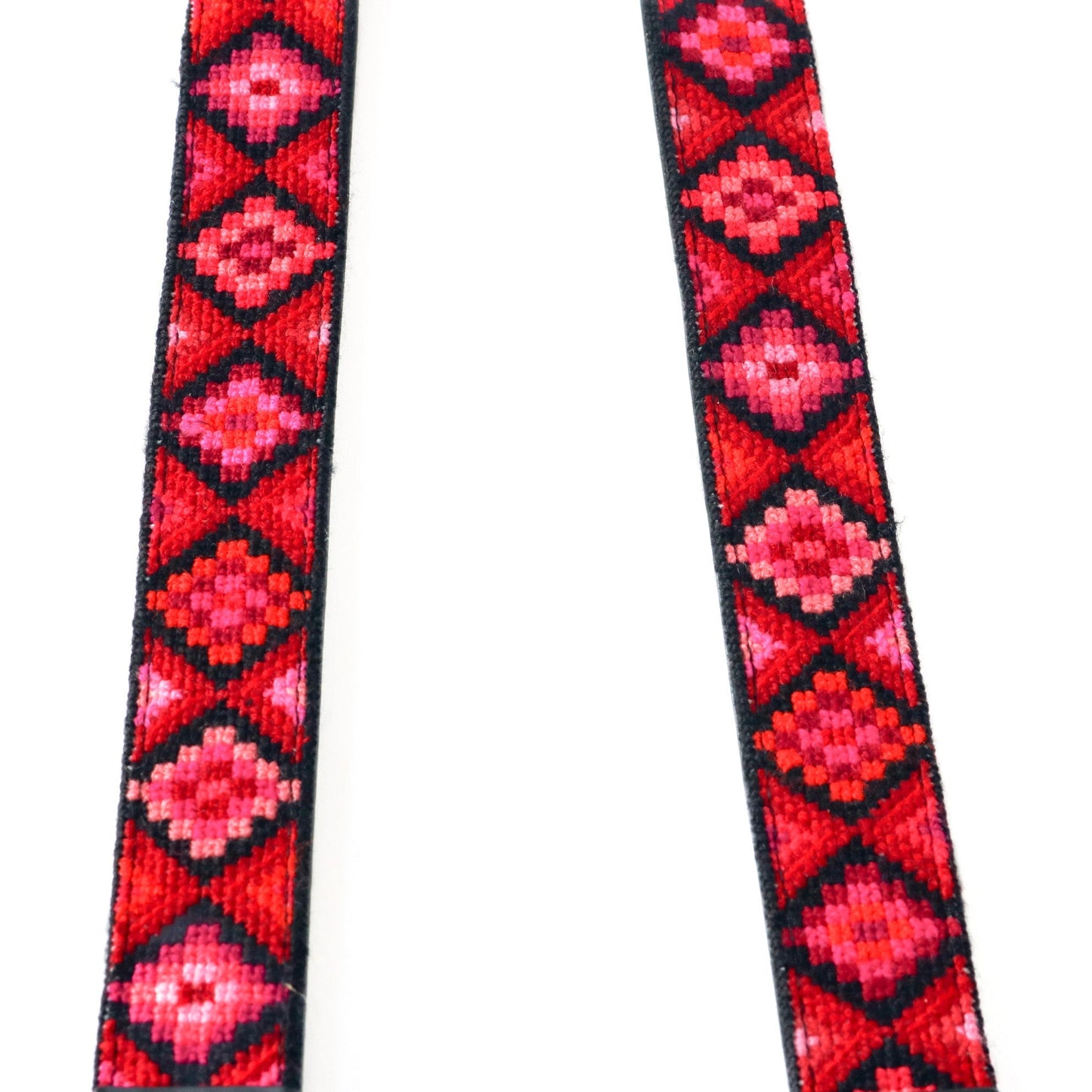Mai Woven Bag Strap - Poppy with Leather