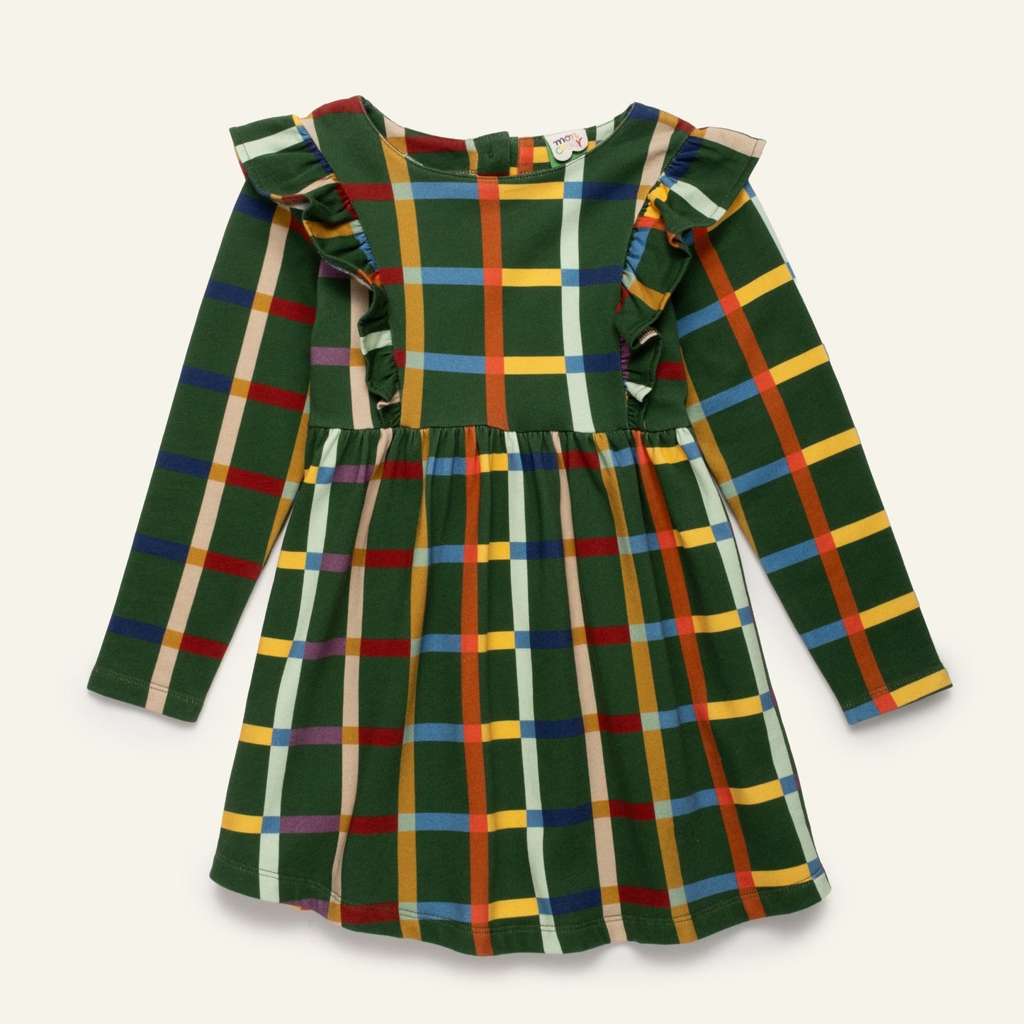 Fall Grid Ruffle Dress