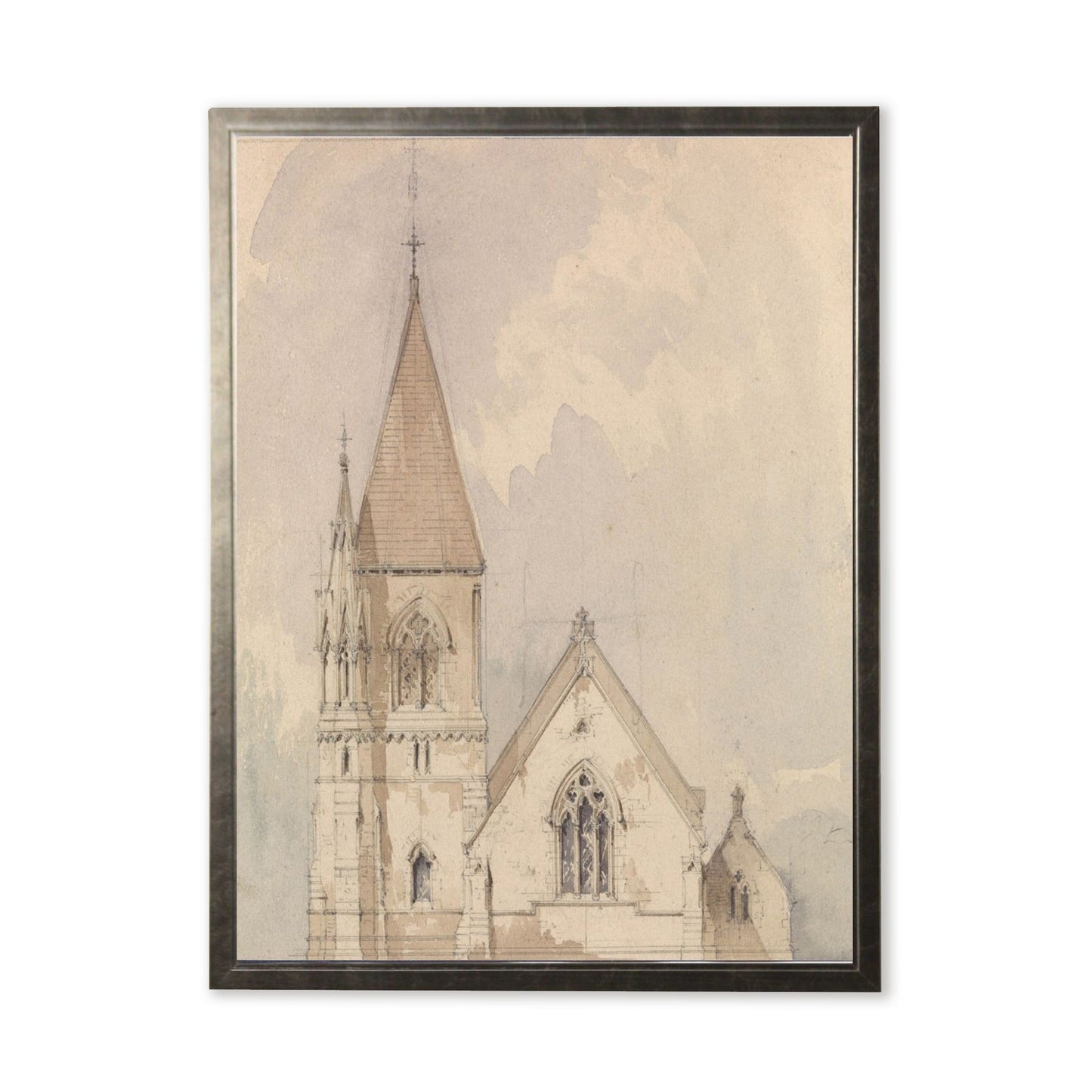 Cathedral Painting Print in Silver Frame