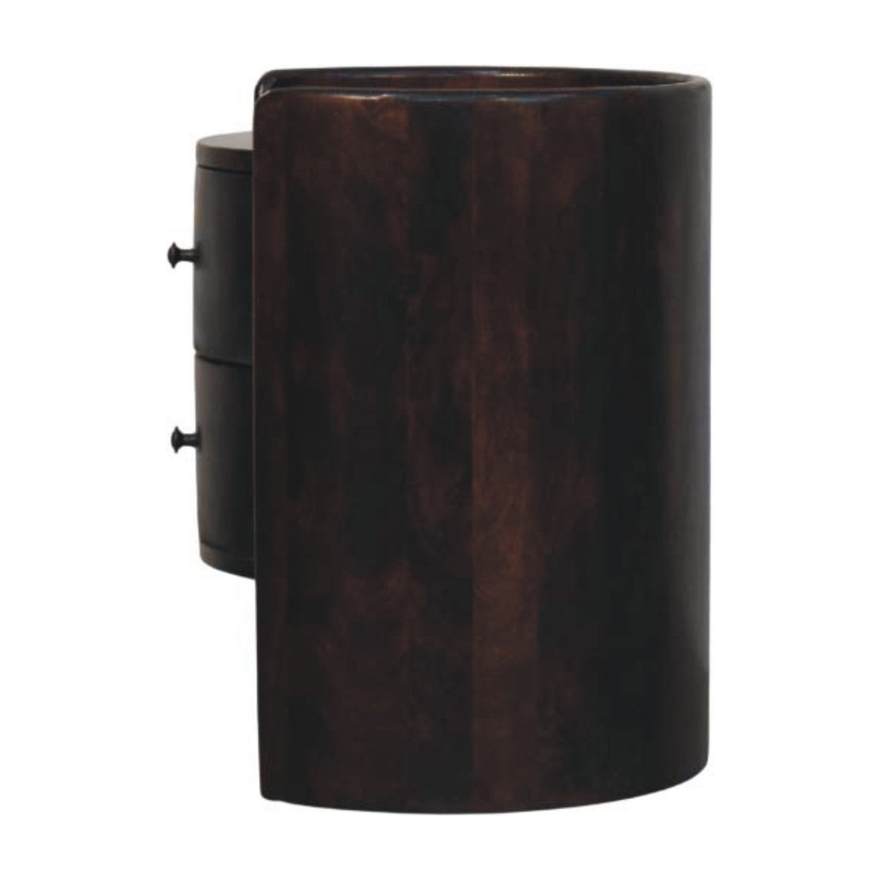 Solid Wood Velvet Mocha Round Side Table