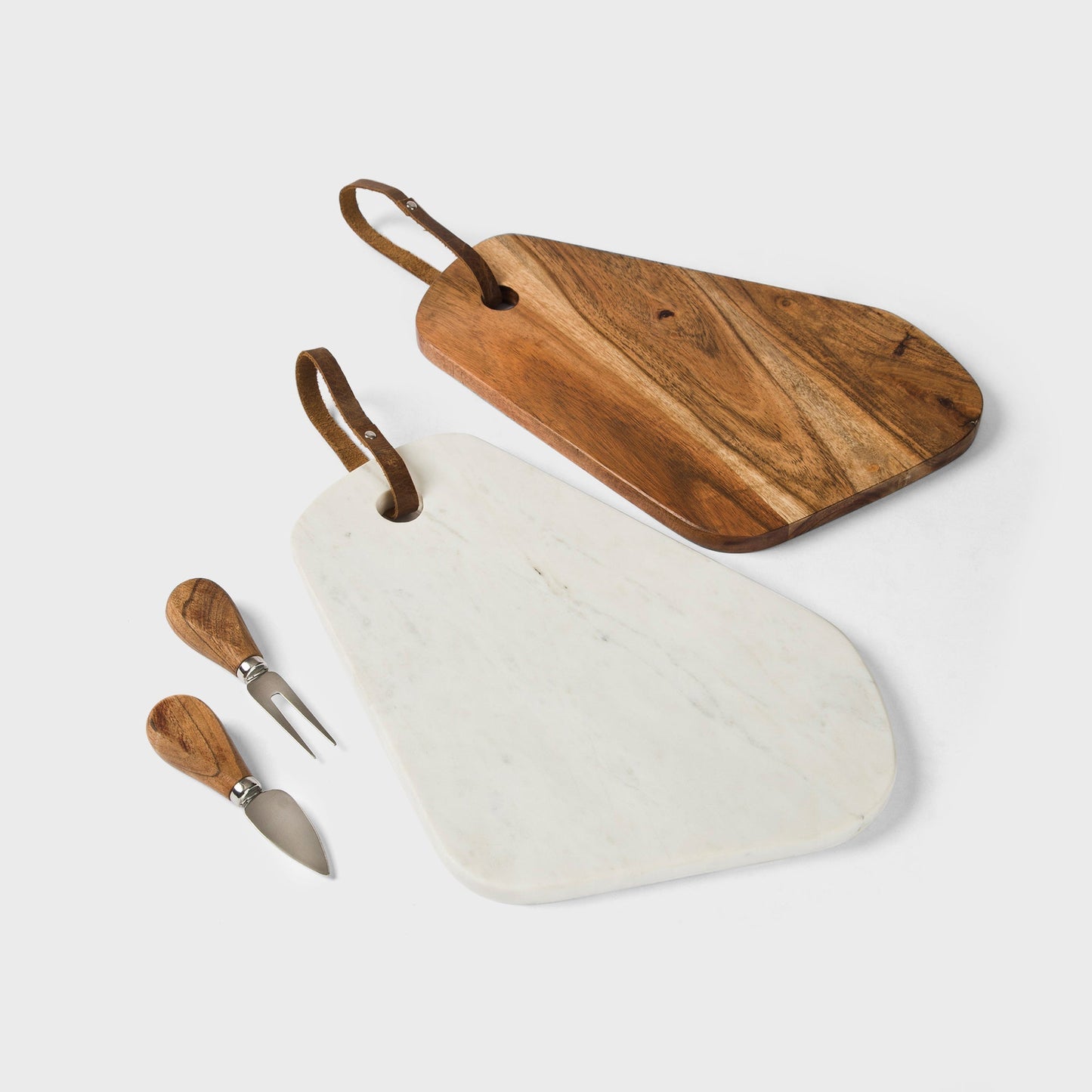 Marble and Acacia Wood Cutting Board, Set of 2