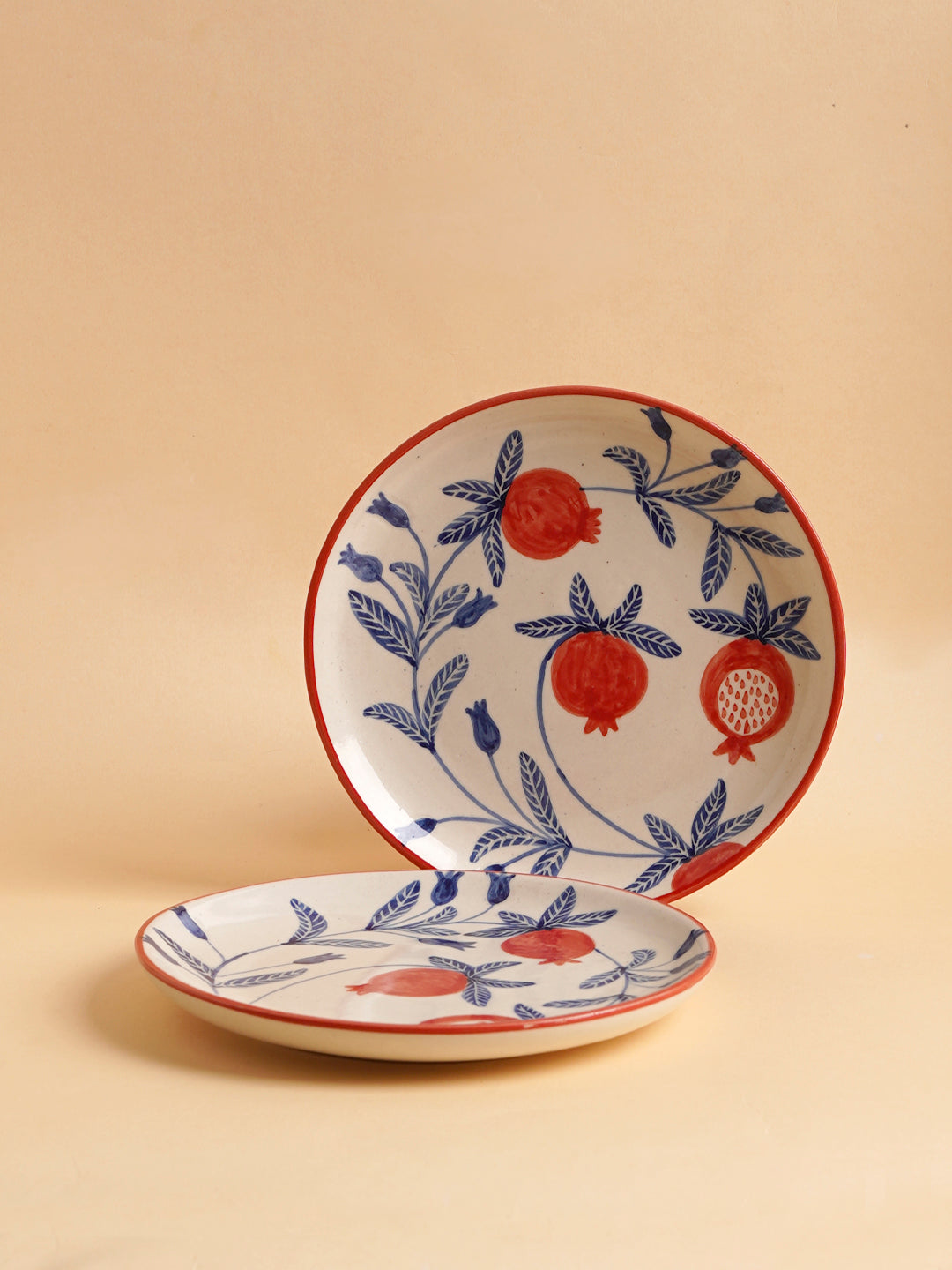 Indian Anaar plate, Red- 7x1 Inches ( Set of 2 )