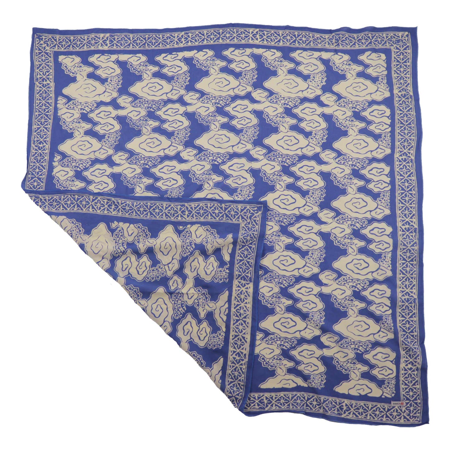 Large 39" Hand Dyed Batik Bandana - Pewter Sky