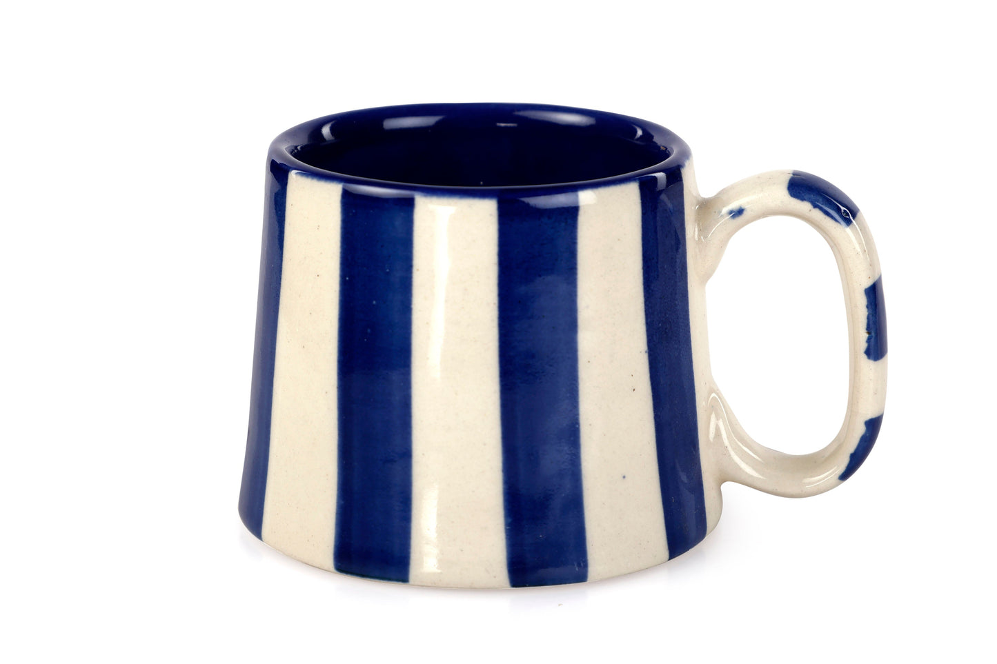 Ceramic Dark Blue Stripe  Coffee cup - 3.5 x 2.5 Inches ( Set of 4 )