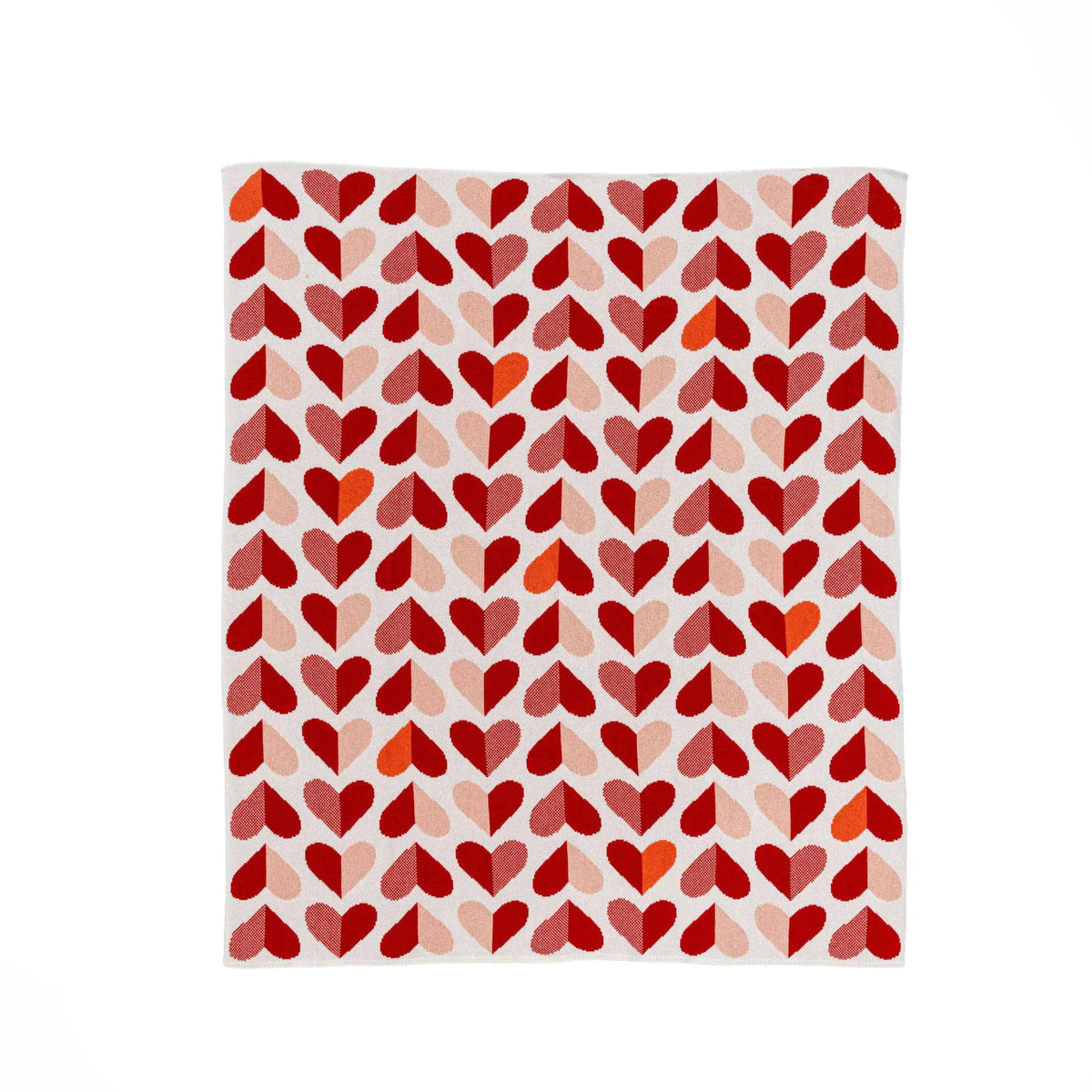 Mod Hearts - Cotton Sustainable Knit Throw Blanket