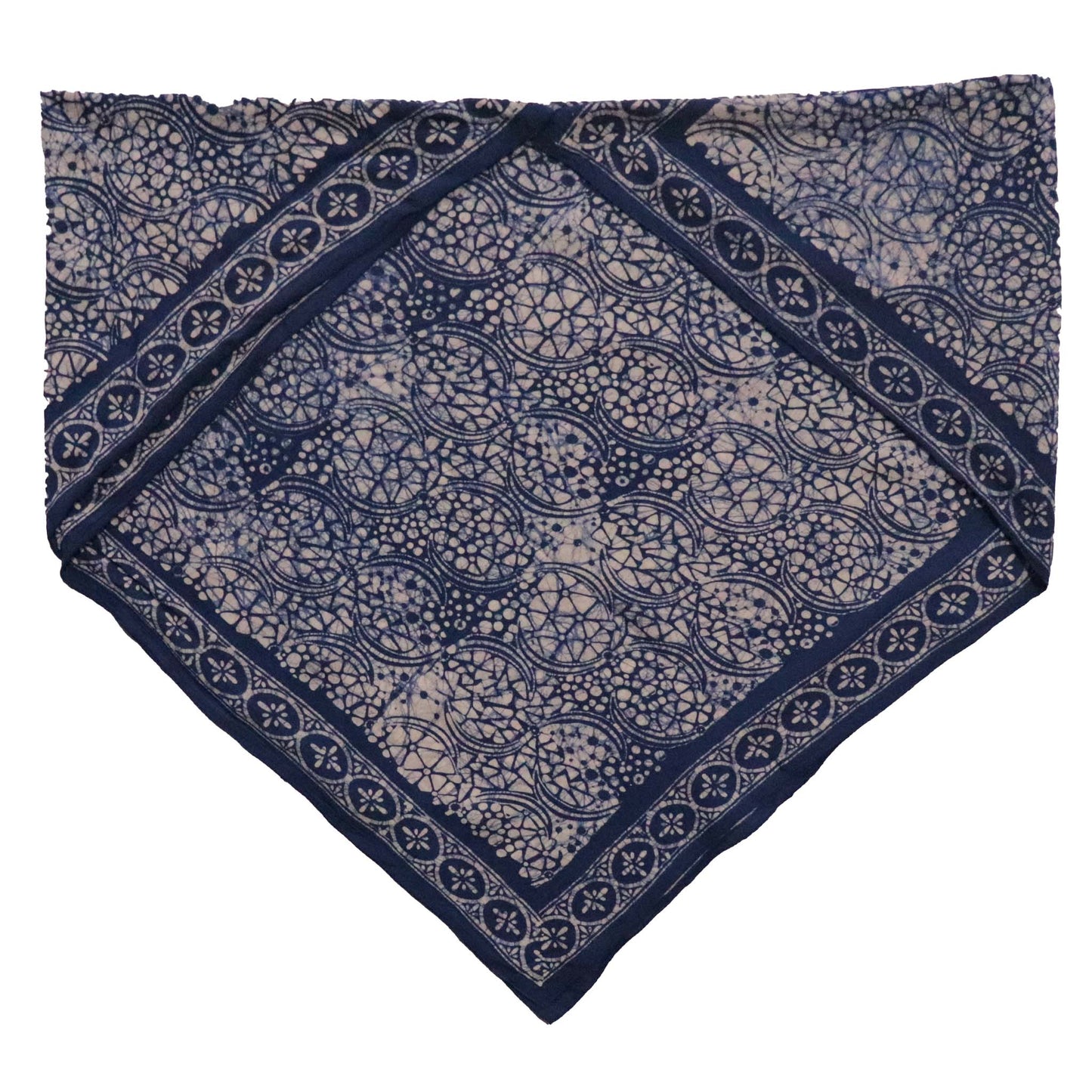 Large 39" Hand Dyed Batik Bandana - Soft Lightweight Cotton, Blue Stone
