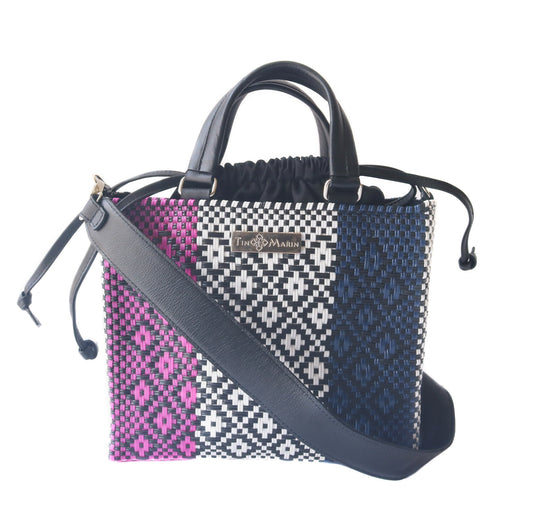 Bloom Medium Woven Crossbody Drawstring Bag