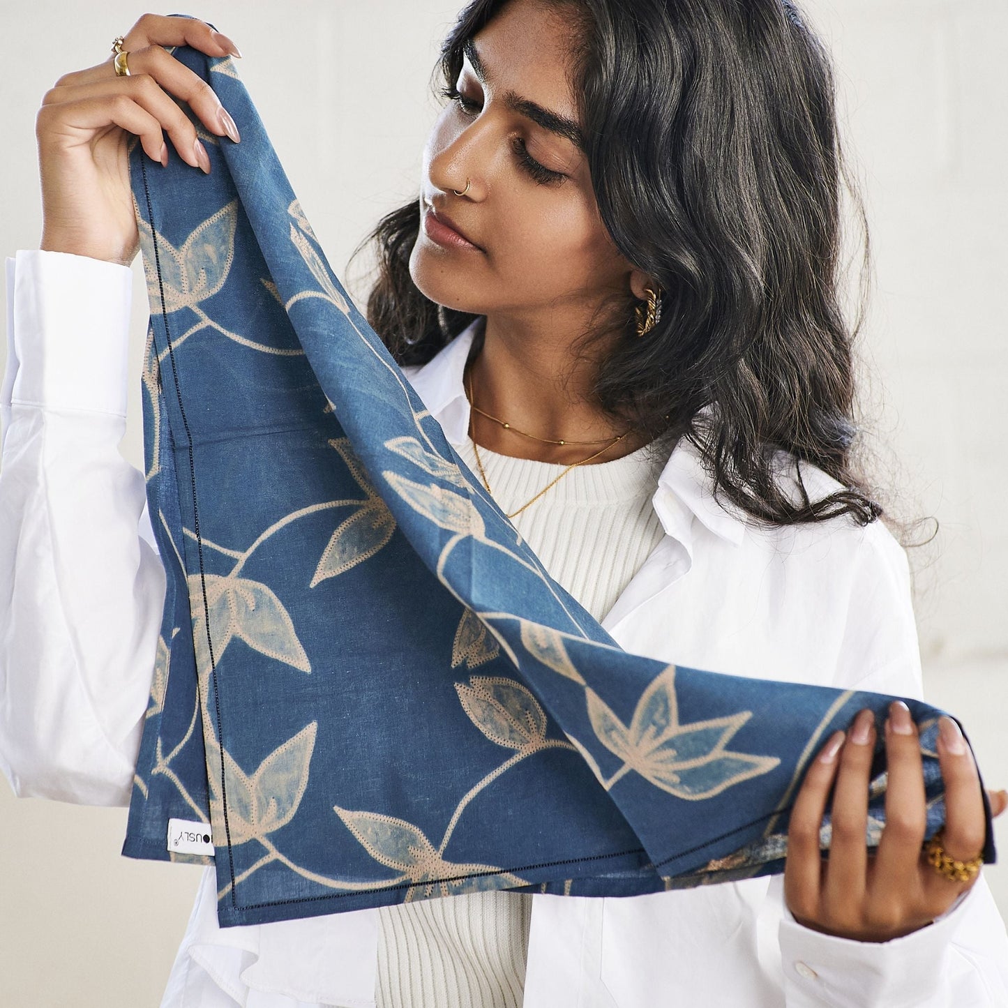 Folio Indigo Handcrafted Shibori Cotton Table Napkins ( set of 4 )