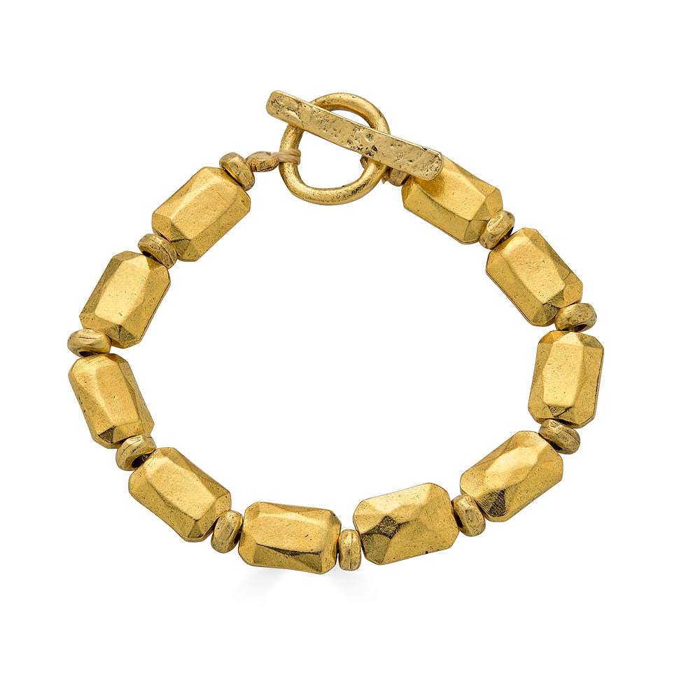 Gold Rectangle Bead Bracelet