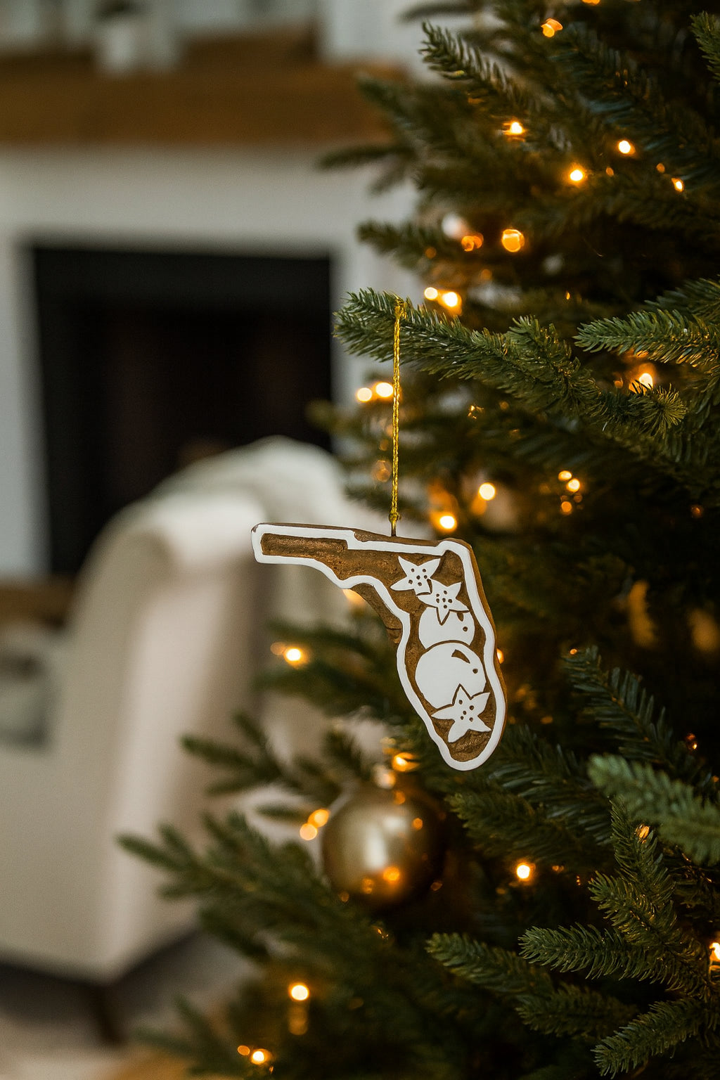 Florida State Orange Blossom Ornament - Hand Carved State Flower