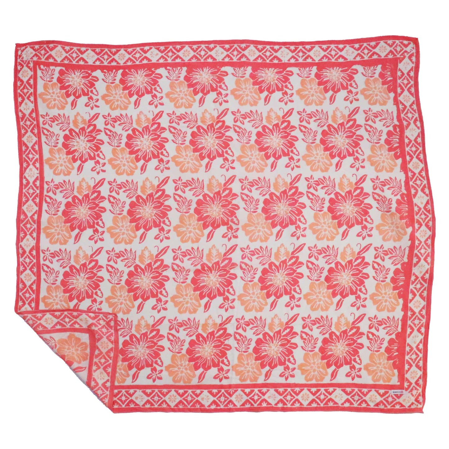 Large 39" Hand Dyed Batik Bandana - Pink Bloom