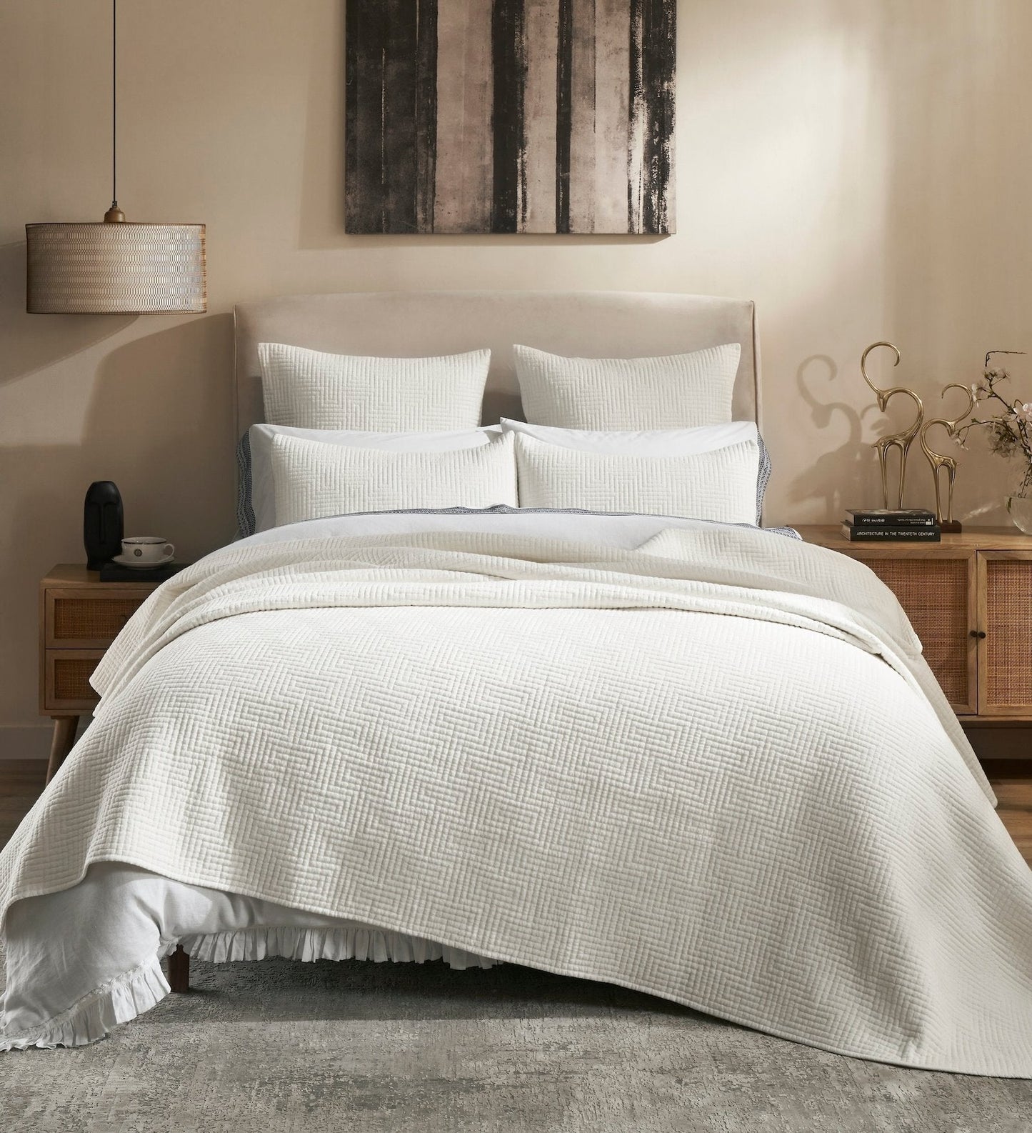 Maze Geometric Linen Coverlet
