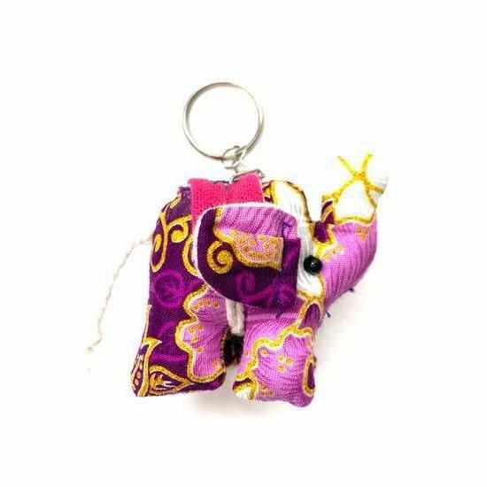 Elephant Textile Keychain | Handmade Zipper Pull from Upcycled Fabric | Thailand