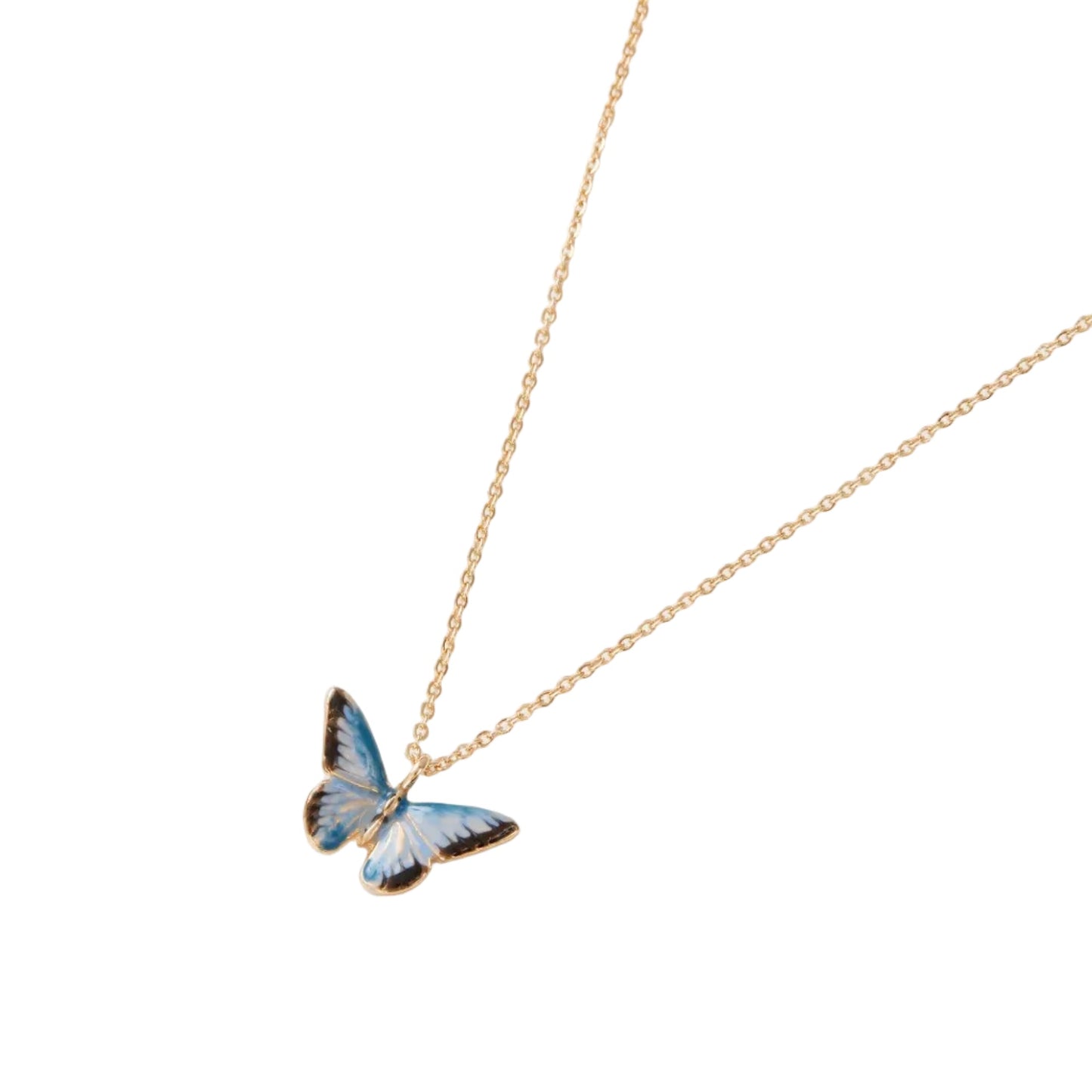 FABLE Enamel Blue Butterfly Short Necklace