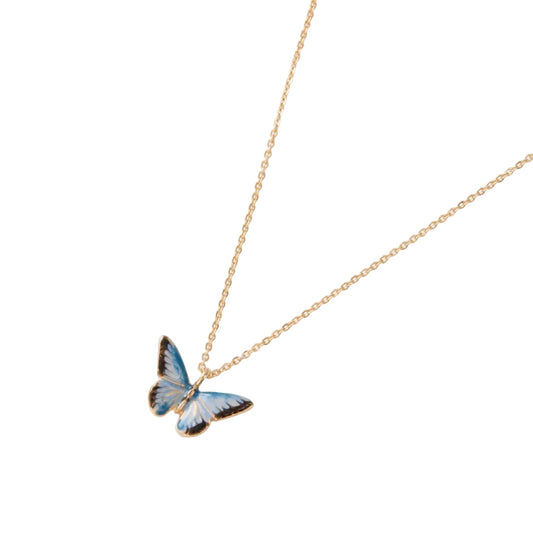 FABLE Enamel Blue Butterfly Short Necklace