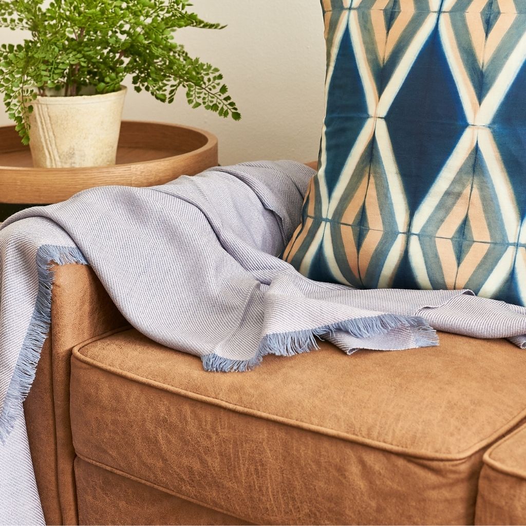Boro Blue Handwoven Merino Throw