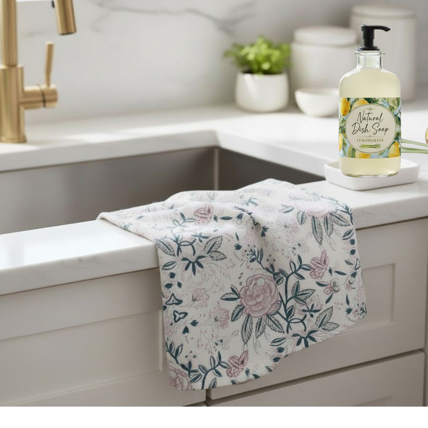 Hand Block Print Kitchen Towel | Extra Large Cotton with Hanging Loop