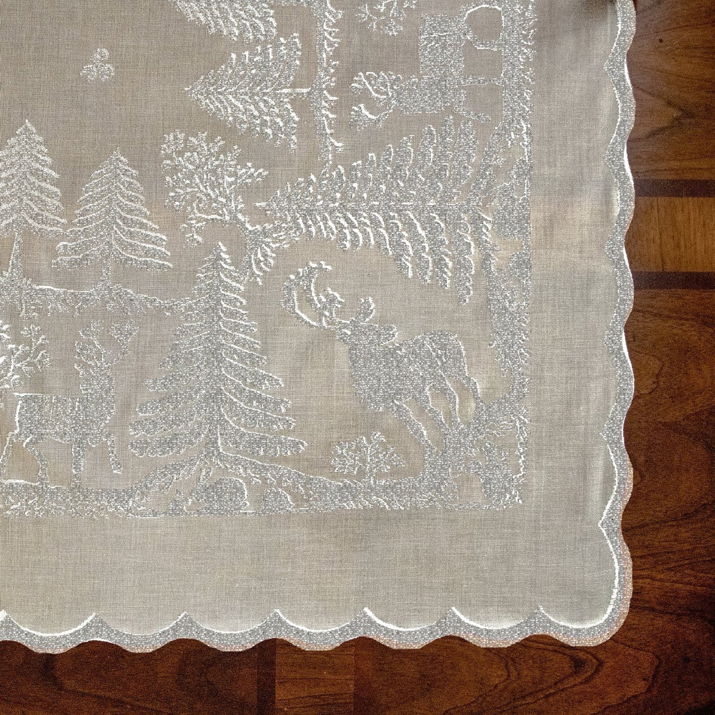 Prince of Scots Scottish Leno Gauze Table Runner ~ Silver Lurex ~