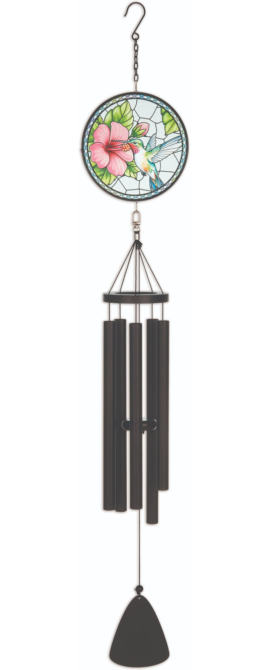 Hummingbird Stain Glass Wind Chime - 40 inch