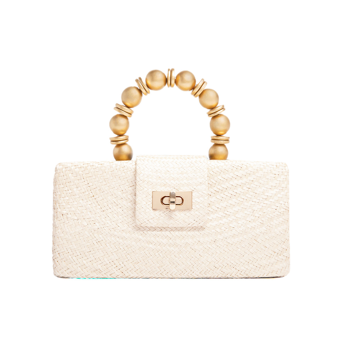 THE SERENA Cream Woven Straw Clutch Bag
