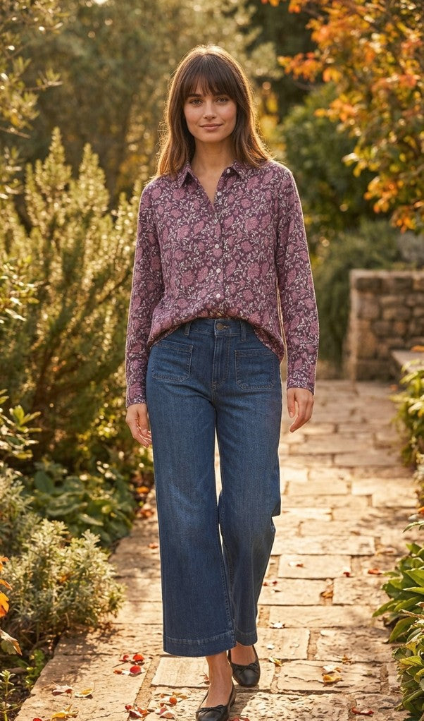 Good Boyfriend Shirt - Ojai Floral Beet / Raisin Rose