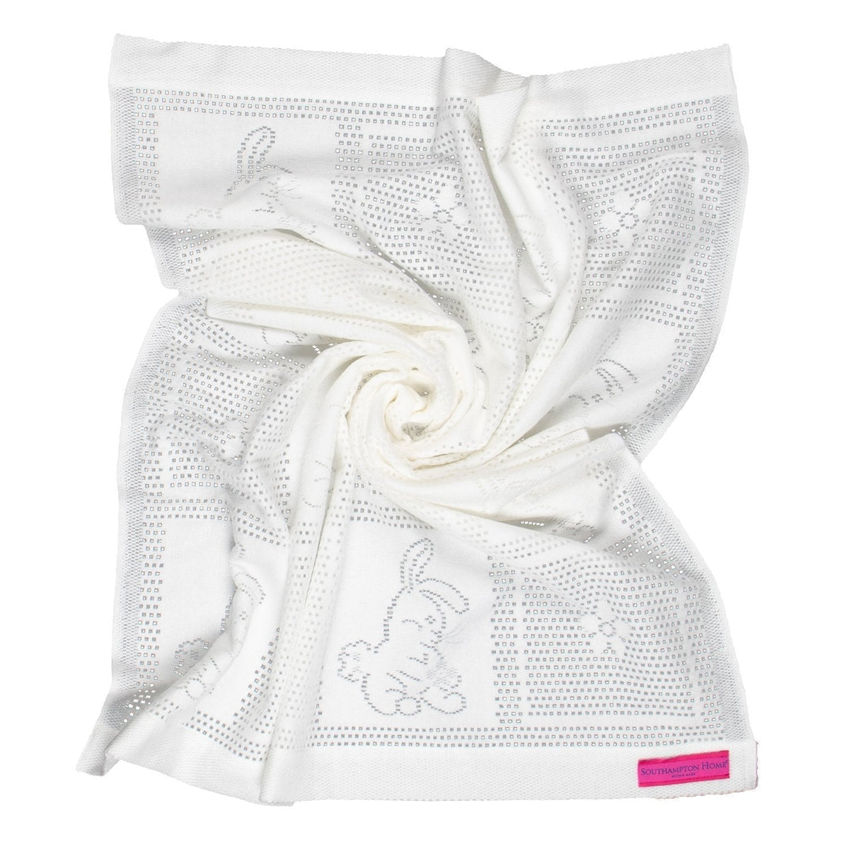 Southampton Home Lace Weave Bunny Baby Blanket ~ White ~