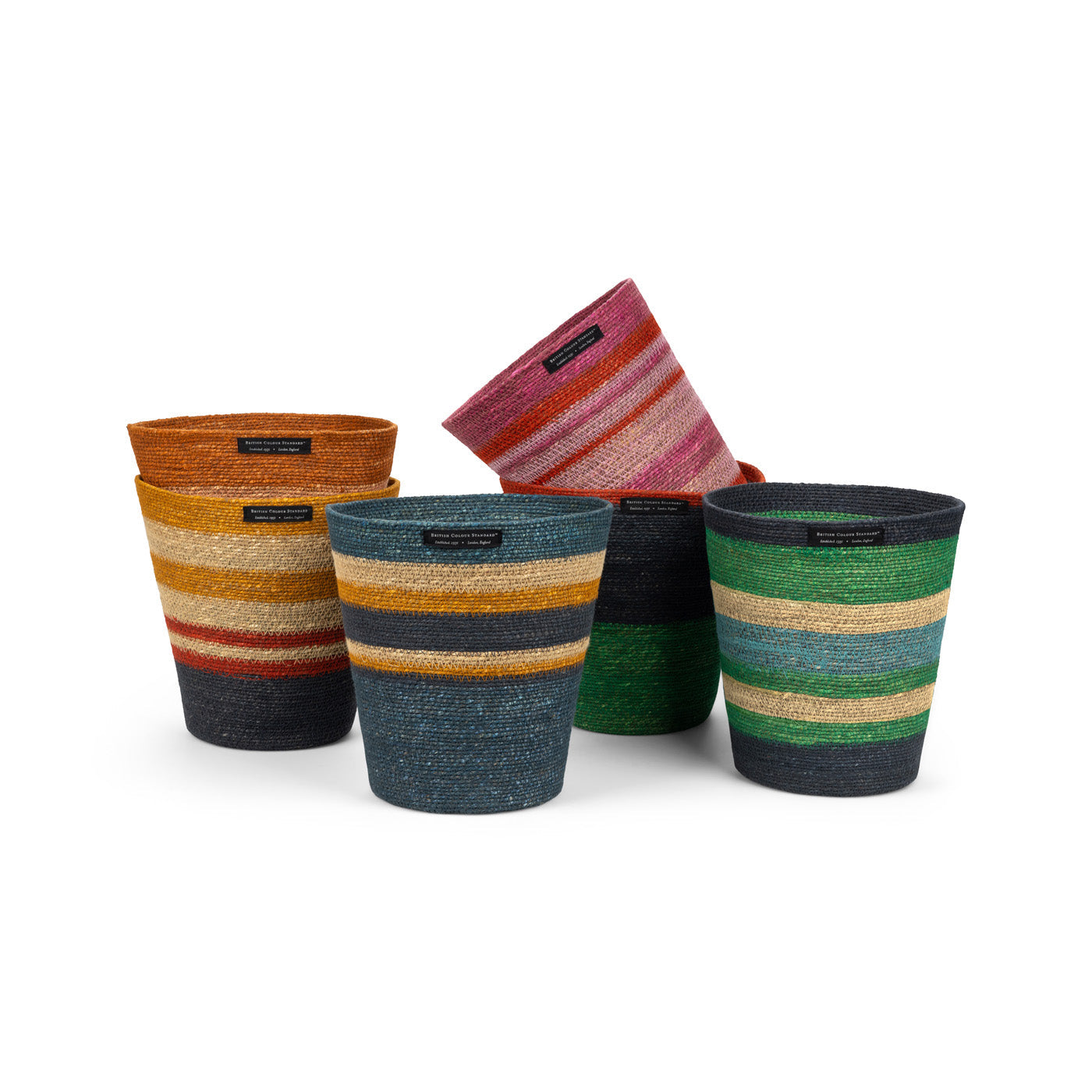 Striped Seagrasss Waste Paper Basket in Guardsman / Neyron