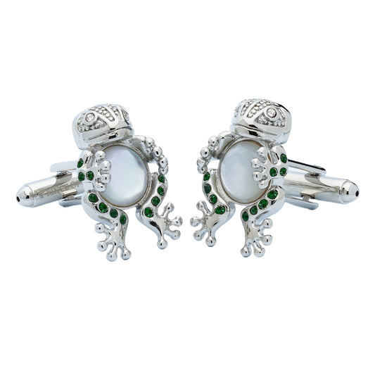 Crystal Frog Prince Cufflinks – Enamel & Faceted Crystal Luxury