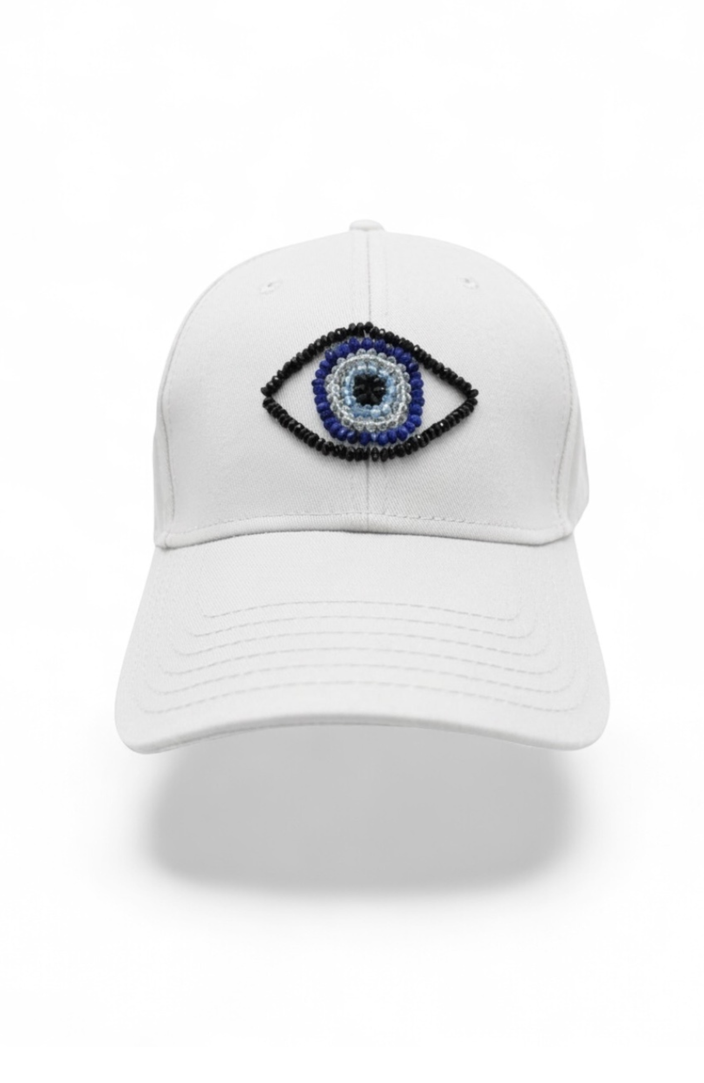 The Energy Project - Evil Eye Hat - Hand-Beaded, Natural Crystals