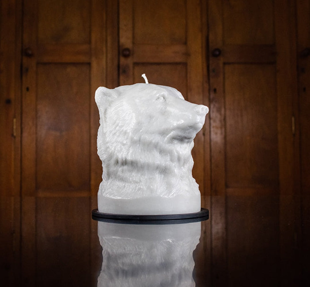 Willow Grey Bear Head Candle