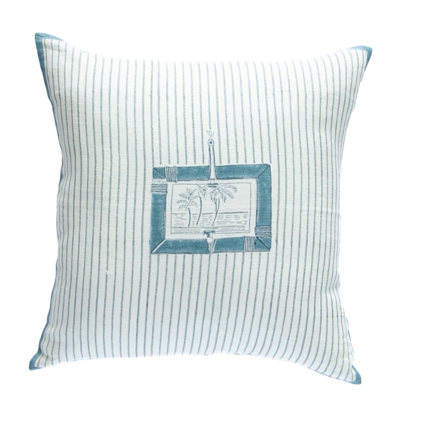 Indigo Palm - Hand Block Printed Cushion Cover