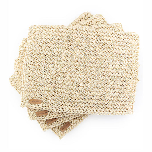 S/4 White Placemat with Golden Thread